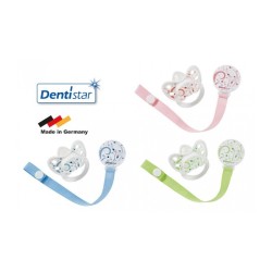 Dentistar комплект - силиконова залъгалка с ринг и лента за залъгалка