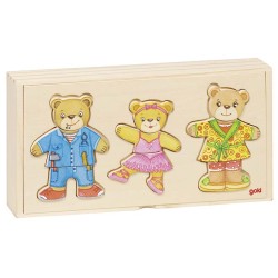 Пъзел мечки за обличане в дървена кутия